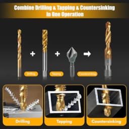 6 Pack Combination Drill and Tap Set Professional HSS Titanium Thread Tap Drill Bit Set in SAE 6-32nc 8-32nc 10-32nc 10-24nc 12