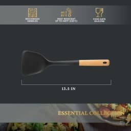 Food-Safe Silicone Turner with Beechwood Handle, Black