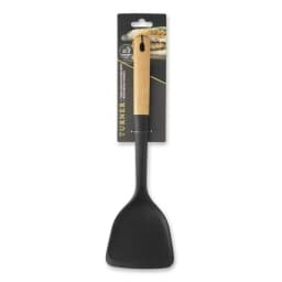 Food-Safe Silicone Turner with Beechwood Handle, Black