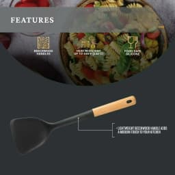 Food-Safe Silicone Turner with Beechwood Handle, Black