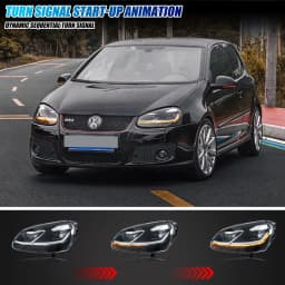 LED Headlights for Volkswagen VW Golf 5 MK V Rabbit Jetta 2006-2010 Sequential Turn Signal Front Lamps Assembly [Not Fit GTI]