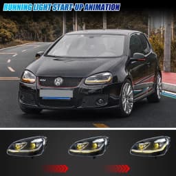 LED Headlights for Volkswagen VW Golf 5 MK V Rabbit Jetta 2006-2010 Sequential Turn Signal Front Lamps Assembly [Not Fit GTI]