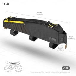 Rhinowalk BIke Extra Long  Top Tube Bag Large Water-Resistant Bikepacking For MTB&Road Bike With 18 Inch Or Larger Frame Length