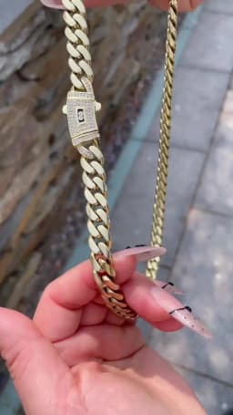 6-14mm Bling Gold Color Stainless Steel Cuban Miami Chains Necklaces CZ Zircon Box Lock Link Chain for Men Hip Hop Rock jewelry