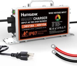 Humsienk 12V 20A 60A/ 24V 15A/ 48V 15A LiFePO4 Battery Charger Multiple Protection Functions For Golf Cart Boat RV Off-Grid