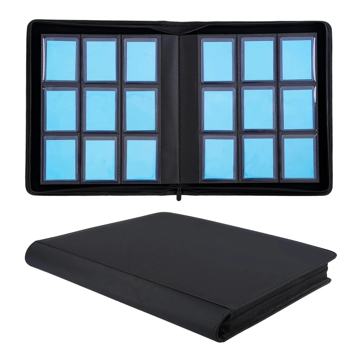 Toploader Binder, Holds 288 Toploader, 9-Pocket PU Cover Top Loader Binder for 3' X 4' Rigid Toploaders, Ringless Double-Sided