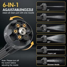 Cordless Electric High-Pressure Cleaner Washer Water Spray Gun Brushless 970PSI with 6-in-1 Nozzle 21V 4.0Ah Battery and Hose