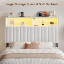 Headboard for Size Bed with Storage 60 000 DIY Color of LED Light Head Board with USB and Type C Port Height Adjustable Velvet