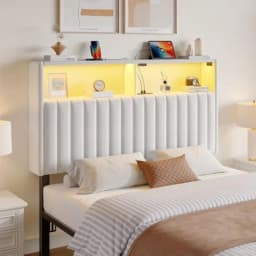 Headboard for Size Bed with Storage 60 000 DIY Color of LED Light Head Board with USB and Type C Port Height Adjustable Velvet