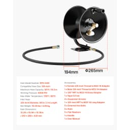 SucceBuy Pressure Washer Hose Reel 50 ftx3/8 in Steel Bracket-Mounted 4000PSI Max Manual Power Hand Crank for Car/Floor Washing