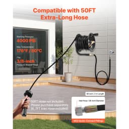 SucceBuy Pressure Washer Hose Reel 50 ftx3/8 in Steel Bracket-Mounted 4000PSI Max Manual Power Hand Crank for Car/Floor Washing