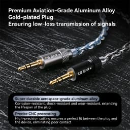 KBEAR P34 HiFi Earphone Upgrade Cable 5N OFC Silver-plated Headphone Cable With Interchangeable Plug Design For Wired Headset