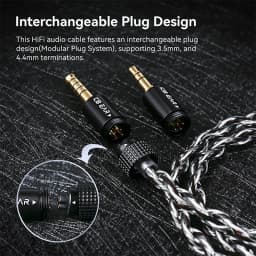 KBEAR P34 HiFi Earphone Upgrade Cable 5N OFC Silver-plated Headphone Cable With Interchangeable Plug Design For Wired Headset