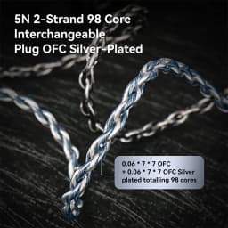 KBEAR P34 HiFi Earphone Upgrade Cable 5N OFC Silver-plated Headphone Cable With Interchangeable Plug Design For Wired Headset