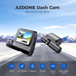 【US Warehouses】AZDOME Dash Cam V600 2.4" Screen 2x1080P+480P Car Camera G-Sensor Super Night Vision Car DVR 24H Parking Mode Support Rear Cam