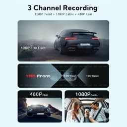 【US Warehouses】AZDOME Dash Cam V600 2.4" Screen 2x1080P+480P Car Camera G-Sensor Super Night Vision Car DVR 24H Parking Mode Support Rear Cam