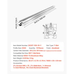 SucceBuy 2020/3030/4040/4080 Aluminum Extrusion Profile T Slot European Standard Anodized Linear Rail, High-Strength Extruded Aluminum Rail for 3D Printer Parts and CNC DIY Workbench