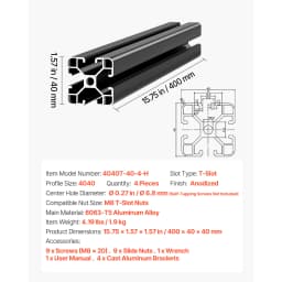 SucceBuy 2020/3030/4040/4080 Aluminum Extrusion Profile T Slot European Standard Anodized Linear Rail, High-Strength Extruded Aluminum Rail for 3D Printer Parts and CNC DIY Workbench