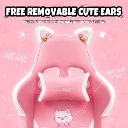 Vigosit Gaming Chair Cute Ears and Kawaii Pillow Ergonomic Computer Game Chair for Girls with Lumbar Support