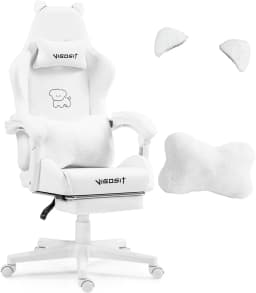 Vigosit Gaming Chair Cute Ears and Kawaii Pillow Ergonomic Computer Game Chair for Girls with Lumbar Support