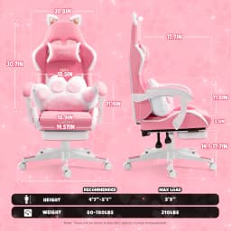 Vigosit Gaming Chair Cute Ears and Kawaii Pillow Ergonomic Computer Game Chair for Girls with Lumbar Support