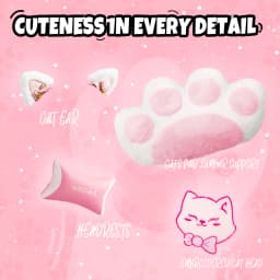 Vigosit Gaming Chair Cute Ears and Kawaii Pillow Ergonomic Computer Game Chair for Girls with Lumbar Support