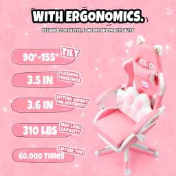 Vigosit Gaming Chair Cute Ears and Kawaii Pillow Ergonomic Computer Game Chair for Girls with Lumbar Support