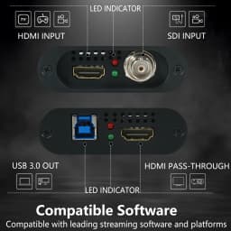 UNISHEEN 4K30 Video Capture Card Box Grabber Dongle Adapter USB Portable 60FPS SDI HDMI for Win11 Linux Mac with Free Driver