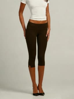 Women's Y2K Low Waist White Capri Leggings Fold Over Waistband Split Hem Solid Color Slim Fit Stretchy Cropped Leggings Buttery
