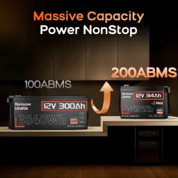 Humsienk 12V 314Ah LiFePO4 Battery, Capacity 4019Wh, Size MINI, Built-in Bluetooth & 200A BMS, 15000+ Deep Cycle, Low-Temp Protection For Fishing, Portable Power Station, Golf Cart, Boat, Marine, Off-Grid, Solar, 5-Year Warranty