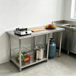 Stainless Steel Work Table, Prep Table with Lower Shelf, Heavy Duty Commercial Kitchen Workstation for Home Restaurant