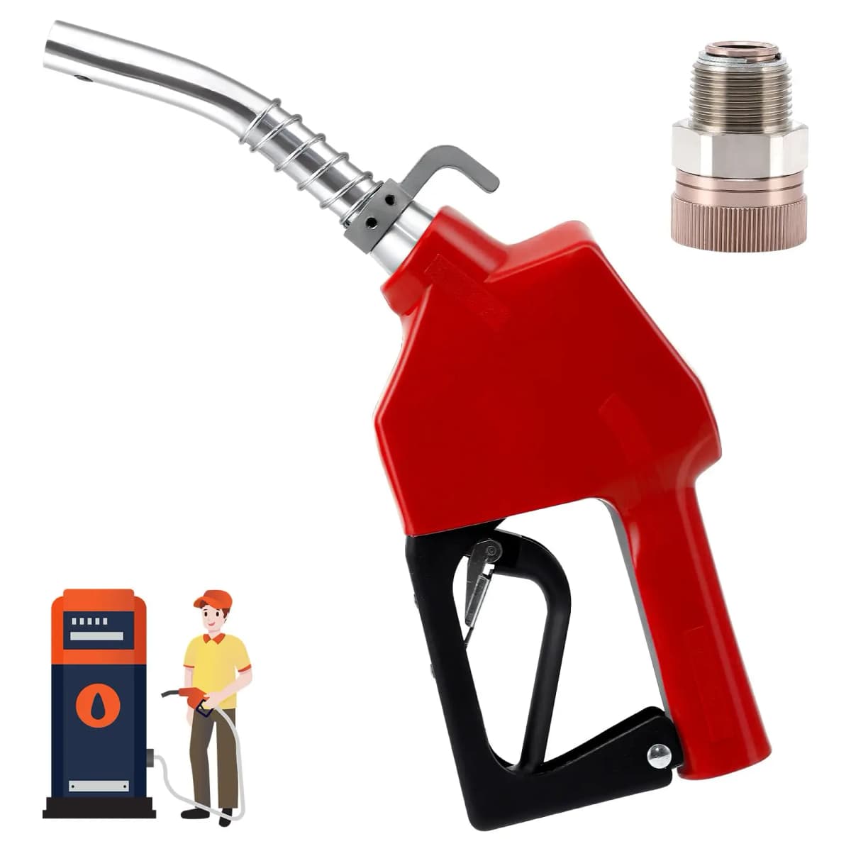Auto Shut Off Fuel Transfer Nozzle, 3/4' NPT Inlet, 13/16' Spout, 16 GPM Aluminum Pump Handle With Swivel Diesel