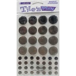 Tiles Play Stickers for Scrapbooking: Black Grey Circles, Premium Vinyl, Fade-Resistant, Easy Peel-and-Stick Application