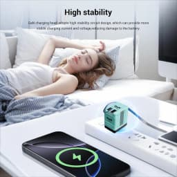GaN 45W Fast Wall Charger with Type-C Output Port, 31.5inch/32-inch Retractable Cable, Portable Foldable Plug, Dual Port Max 65W Fast Charging, Durable And Kont-Free Design for Easy Use- Compatible with iOS 16/15/14 Pro Max, S25/S24 Ultra