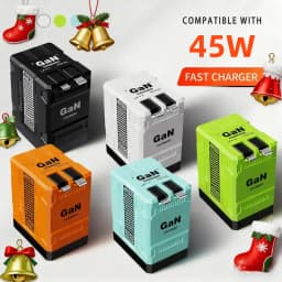 GaN 45W Fast Wall Charger with Type-C Output Port, 31.5inch/32-inch Retractable Cable, Portable Foldable Plug, Dual Port Max 65W Fast Charging, Durable And Kont-Free Design for Easy Use- Compatible with iOS 16/15/14 Pro Max, S25/S24 Ultra