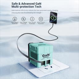 GaN 45W Fast Wall Charger with Type-C Output Port, 31.5inch/32-inch Retractable Cable, Portable Foldable Plug, Dual Port Max 65W Fast Charging, Durable And Kont-Free Design for Easy Use- Compatible with iOS 16/15/14 Pro Max, S25/S24 Ultra