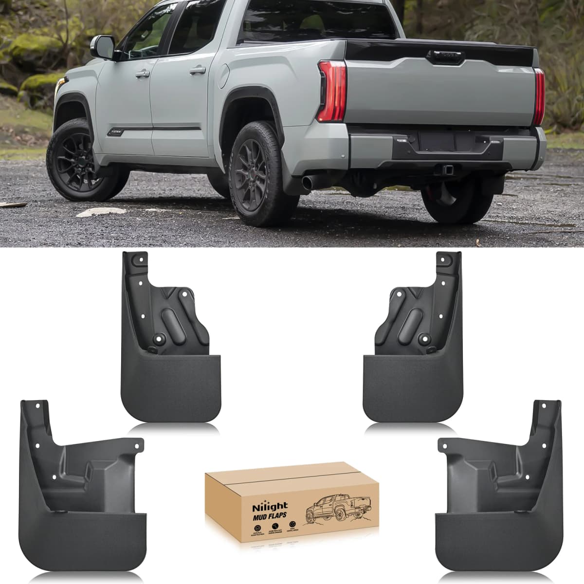 Nilight Mud Flaps for Toyota Tundra 2022 2023 2024 2025 2026, No Drilling Precision Fit Exterior Accessories Heavy-Duty Splash Guards Protection, Front & Rear Set