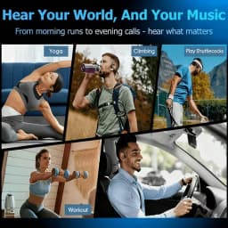 Open-ear Bone Conduction Headphones, Wireless Ear-hook Sports Headset with Microphone, 16 Hours Playback, BT 5.3 Stable Connection, HiFi Stereo, Hands-free Calling for Running & Cycling