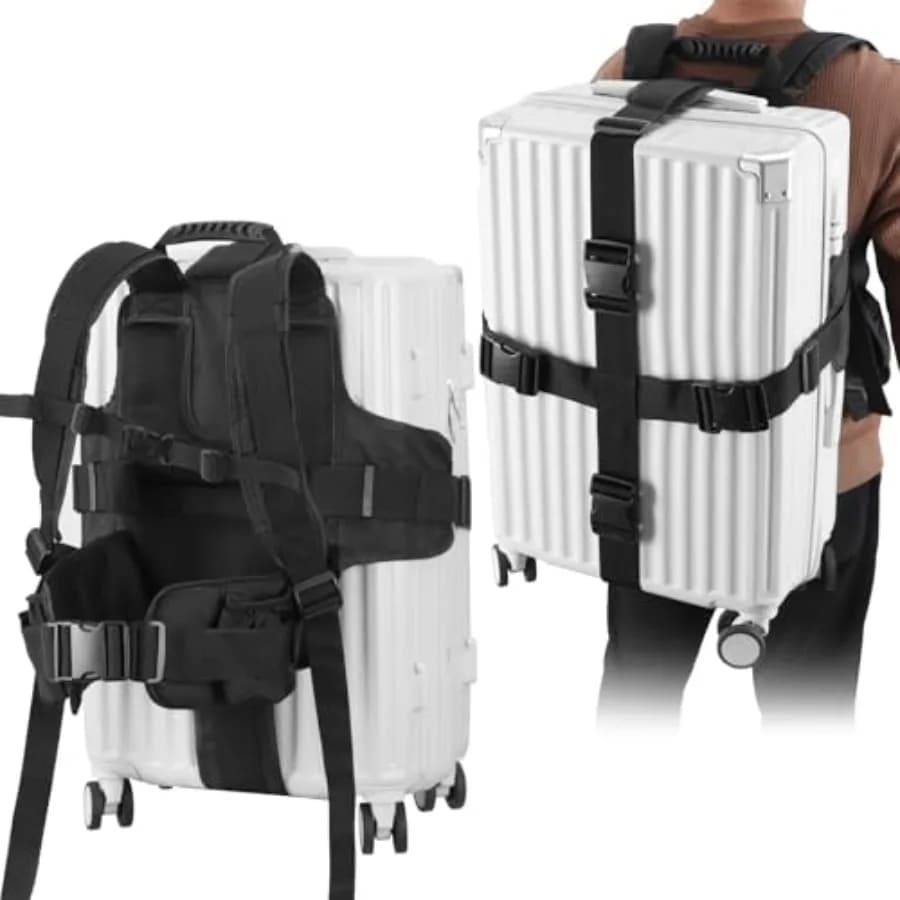 Luggage Backpack Conversion System Luggage Connector Straps Cross Shaped External Frame Backpack with Handle, Quick-Release Loc