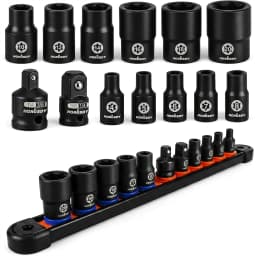 13-Piece E-Torx Socket Set With Storage Rail And Impact Adapters E4-E20