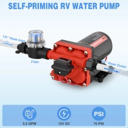 Nilight RV Water Pump 12V Camper Water Pump 5.5 GPM 70 PSI with Pressure Switch & Strainer Heavy Duty Diaphragm Pump Self-Priming Low Noise for RV Camper Marine Yacht Caravan Trailer, Fresh Water Transfer Pump for Motorhome Boat Caravan Outdoor System