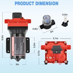Nilight RV Water Pump 12V Camper Water Pump 5.5 GPM 70 PSI with Pressure Switch & Strainer Heavy Duty Diaphragm Pump Self-Priming Low Noise for RV Camper Marine Yacht Caravan Trailer, Fresh Water Transfer Pump for Motorhome Boat Caravan Outdoor System