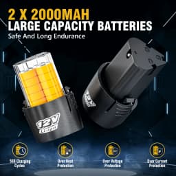 3/8" Cordless Ratchet Wrench Set, 60FT-LBS(80N.m) Electric Ratchet, 12V Extended Power Socket Wrench Set with Variable Speed, 6 Sockets, LED Light, 1/4" Adapter,1/2" Adapter,2 Batteries