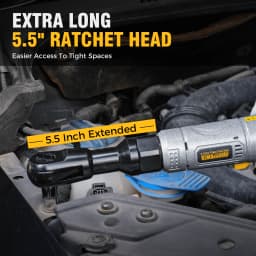 3/8" Cordless Ratchet Wrench Set, 60FT-LBS(80N.m) Electric Ratchet, 12V Extended Power Socket Wrench Set with Variable Speed, 6 Sockets, LED Light, 1/4" Adapter,1/2" Adapter,2 Batteries