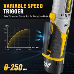 3/8" Cordless Ratchet Wrench Set, 60FT-LBS(80N.m) Electric Ratchet, 12V Extended Power Socket Wrench Set with Variable Speed, 6 Sockets, LED Light, 1/4" Adapter,1/2" Adapter,2 Batteries