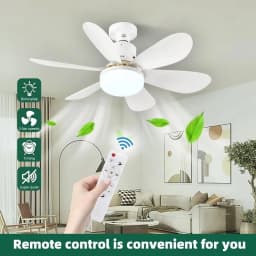 Cordless Light Socket Fan for Kitchen Bedroom Small Room LED Socket Fan Light with Remote Small Ceiling Fan with Light
