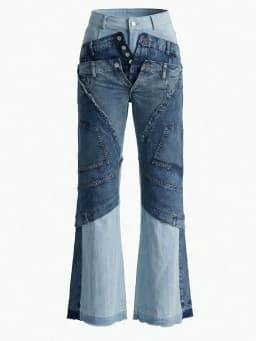 GLOURI Women's Flare Jeans, Vintage Washed High Stretch Deconstructed Denim Pants with Pockets, Casual Bell Bottom Jeans for Dating, Music Festival Daily Street Wear