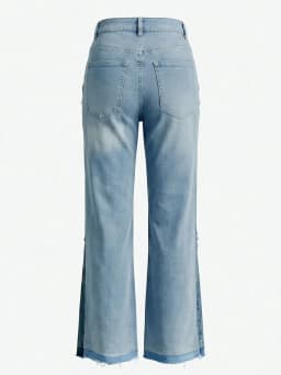 GLOURI Women's Flare Jeans, Vintage Washed High Stretch Deconstructed Denim Pants with Pockets, Casual Bell Bottom Jeans for Dating, Music Festival Daily Street Wear