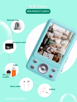 2026 New 48MP 1080P Full HD Digital Camera - 2.4-Inch Portable Auto-Focus Vlogging Camera with 32GB Memory Card & 16X Zoom | USB-C Rechargeable, Built-in Puzzle Game | Compact Travel Camera for Beginners - Budget-Friendly Holiday Gift