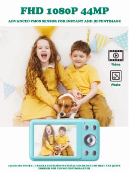 2026 New 48MP 1080P Full HD Digital Camera - 2.4-Inch Portable Auto-Focus Vlogging Camera with 32GB Memory Card & 16X Zoom | USB-C Rechargeable, Built-in Puzzle Game | Compact Travel Camera for Beginners - Budget-Friendly Holiday Gift